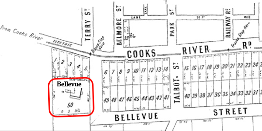 Map showing site of 'Bellevue'