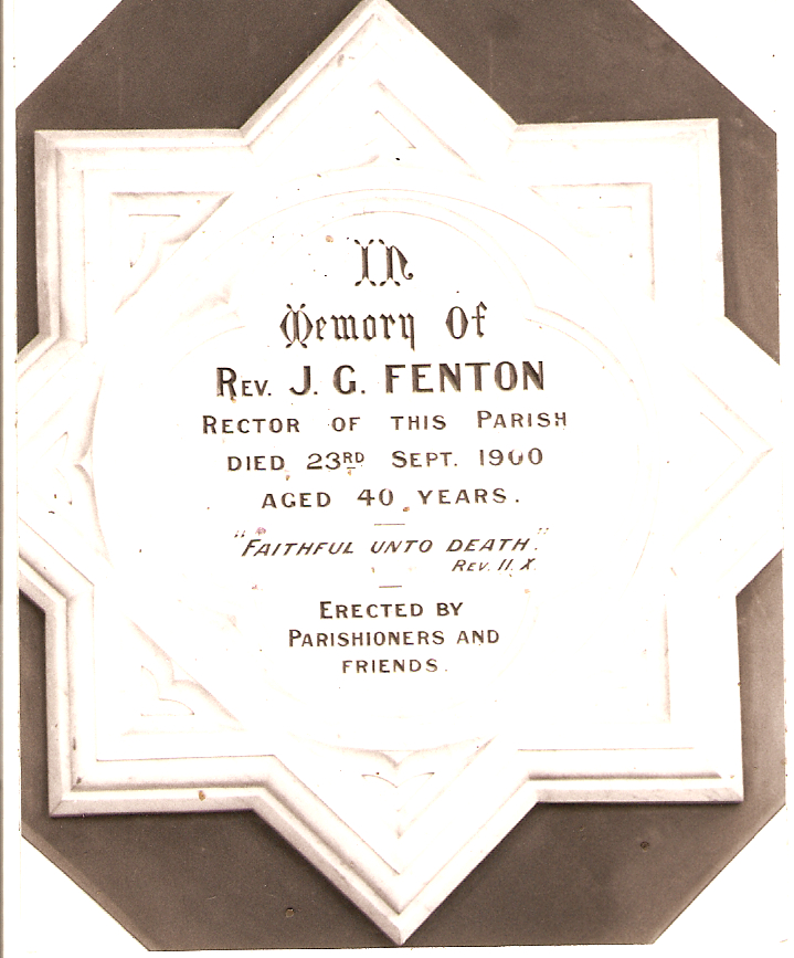 Fenton memorial in St Peters Church