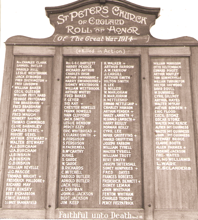 St Peters Church Honour Roll 